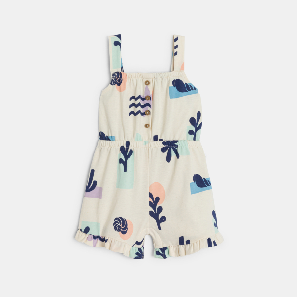 أفرول قصير أبيض بحمالات للطفلة الرضيعة